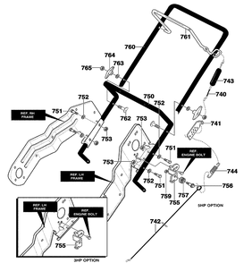 Handle Assembly Diagram and Parts List for 621451X85C 2001 Briggs and Stratton Snow Blower